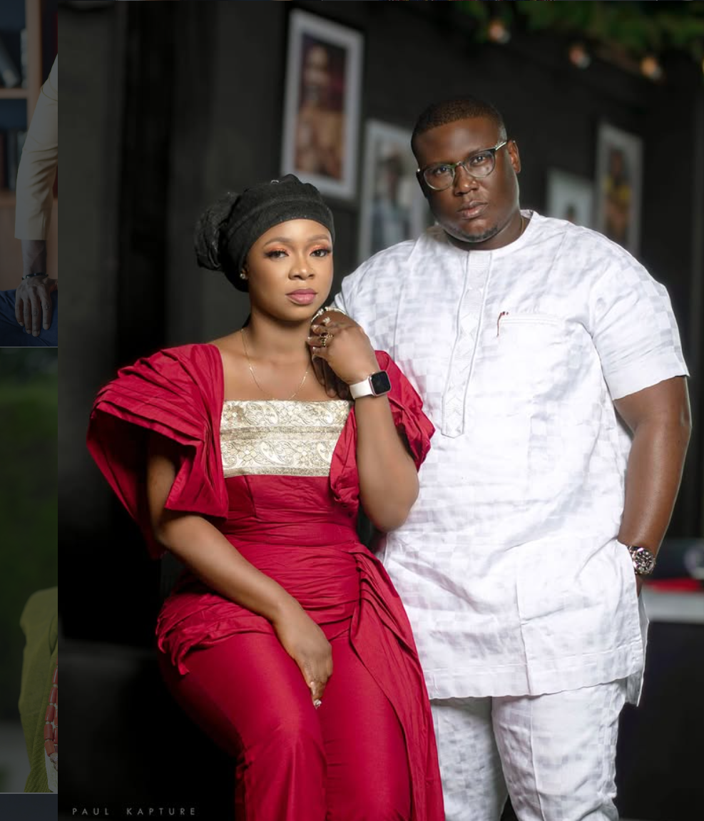 Couple in white and red traditional outfits